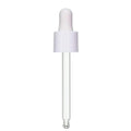 18/415 Smooth White Polypropylene Cervino Dropper Cap with White Rubber Bulb & 83mm L Glass Pipette with Ball Tip