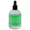 100mL Clear Begonia Dome Round Glass Bottle with 18/415 Smooth Black Cervino Dropper Cap with Black Rubber Bulb & Ball Tip Glass Pipette