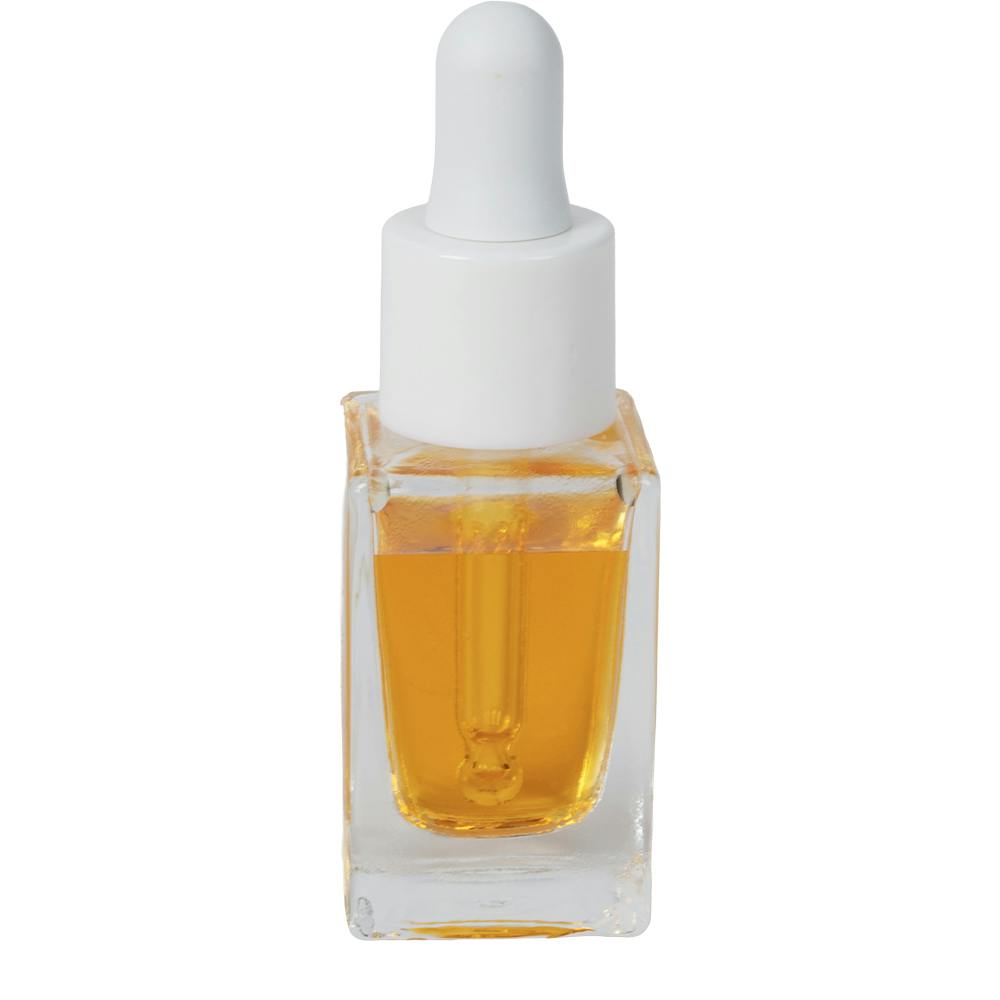 15mL Clear Tall Slim Square Glass Bottle with 18/415 Smooth White Cervino Dropper Cap with White Rubber Bulb & Ball Tip Glass Pipette