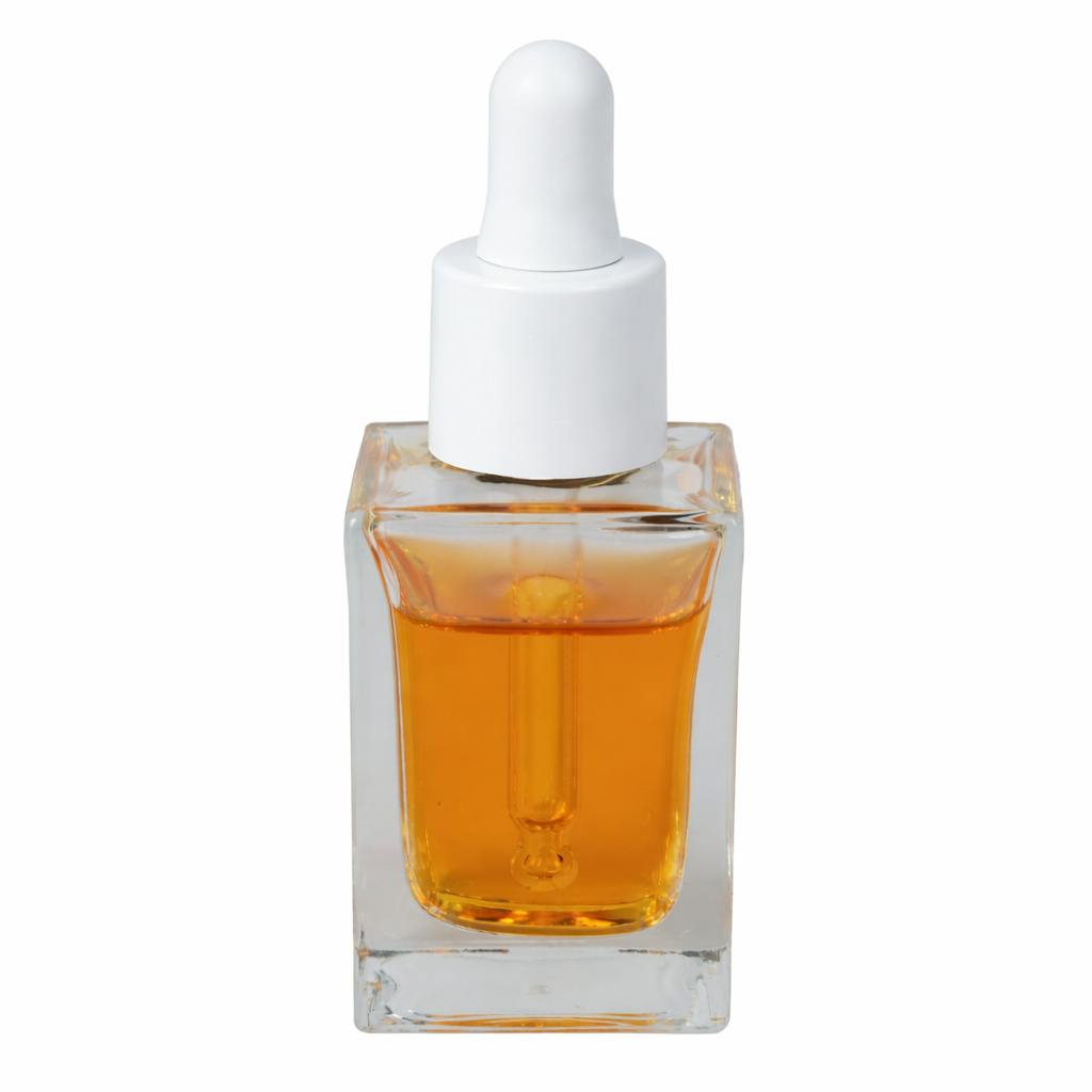 30mL Clear Tall Slim Square Glass Bottle with 18/415 Smooth White Cervino Dropper Cap with White Rubber Bulb & Ball Tip Glass Pipette