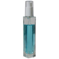 50mL Clear Tall Slim Square Glass Bottle with 18/415 White Polypropylene Denali Treatment Pump with Tall Smooth Collar & Clear ABS Overcap