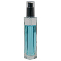 50mL Clear Tall Slim Square Glass Bottle with 18/415 Black Polypropylene Denali Treatment Pump with Tall Smooth Collar & Clear ABS Overcap