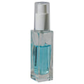 30mL Clear Tall Slim Square Glass Bottle with 18/415 White Polypropylene Denali Finger Sprayer with Tall Smooth Collar & Clear ABS Overcap
