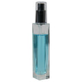 50mL Clear Tall Slim Square Glass Bottle with 18/415 Black Polypropylene Denali Finger Sprayer with Tall Smooth Collar & Clear ABS Overcap