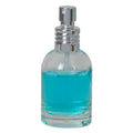 50mL Clear Begonia Dome Round Glass Bottle with 18/415 Silver Metal Finger Sprayer with Swirl Collar & Overcap