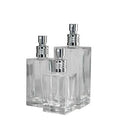 50mL Clear Tall Slim Square Glass Bottle with 18/415 Gold Metal Finger Sprayer with Swirl Collar & Overcap