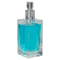 50mL Clear Square Glass Bottle with 18/415 Silver Metal Finger Sprayer with Swirl Collar & Overcap