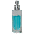 30mL Clear Tall Slim Square Glass Bottle with 18/415 Silver Metal Finger Sprayer with Swirl Collar & Overcap