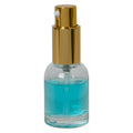 15mL Clear Begonia Dome Round Glass Bottle with 18/415 Gold Metal Treatment Pump with Smooth Collar & Overcap