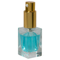 15mL Clear Tall Slim Square Glass Bottle with 18/415 Gold Metal Treatment Pump with Smooth Collar & Overcap