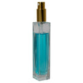 50mL Clear Tall Slim Square Glass Bottle with 18/415 Gold Metal Treatment Pump with Smooth Collar & Overcap