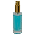 30mL (1 oz.) Clear Tall Cylinder Glass Bottle with 18/415 Gold Metal Treatment Pump with Smooth Collar & Overcap