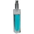 50mL Clear Tall Slim Square Glass Bottle with 18/415 Silver Metal Finger Sprayer with Smooth Collar & Overcap
