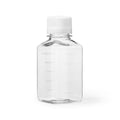250mL Clear PET Sterile Square Media Storage Bottle with 44mm White Cap - Individually Wrapped; Case of 12
