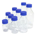 Round Glass Media Bottle Starter Set with GL45 Blue Caps - Set of 10