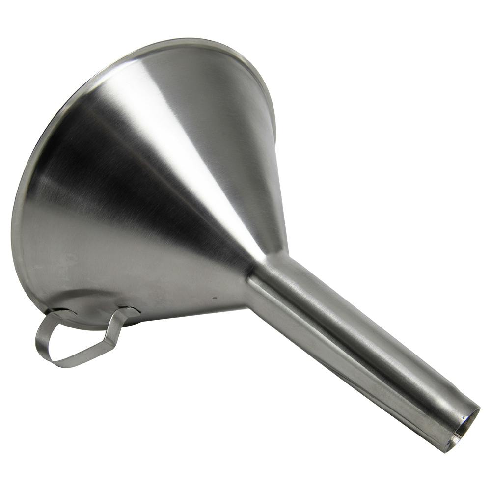 5.91" Top Dia. Stainless Steel Funnel with Handle & 0.79" OD Spout