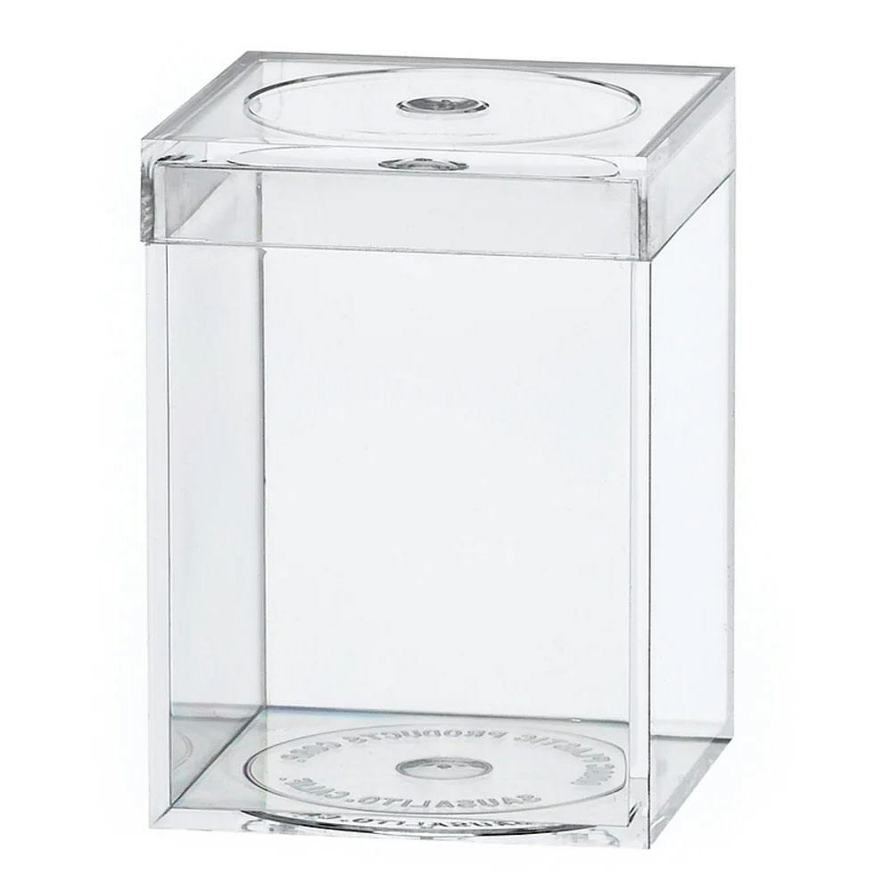 Clear Polystyrene Box with Flat Top Lid - 1-5/8" L x 1-5/8" W x 2-1/4" Hgt. (Case of 25)