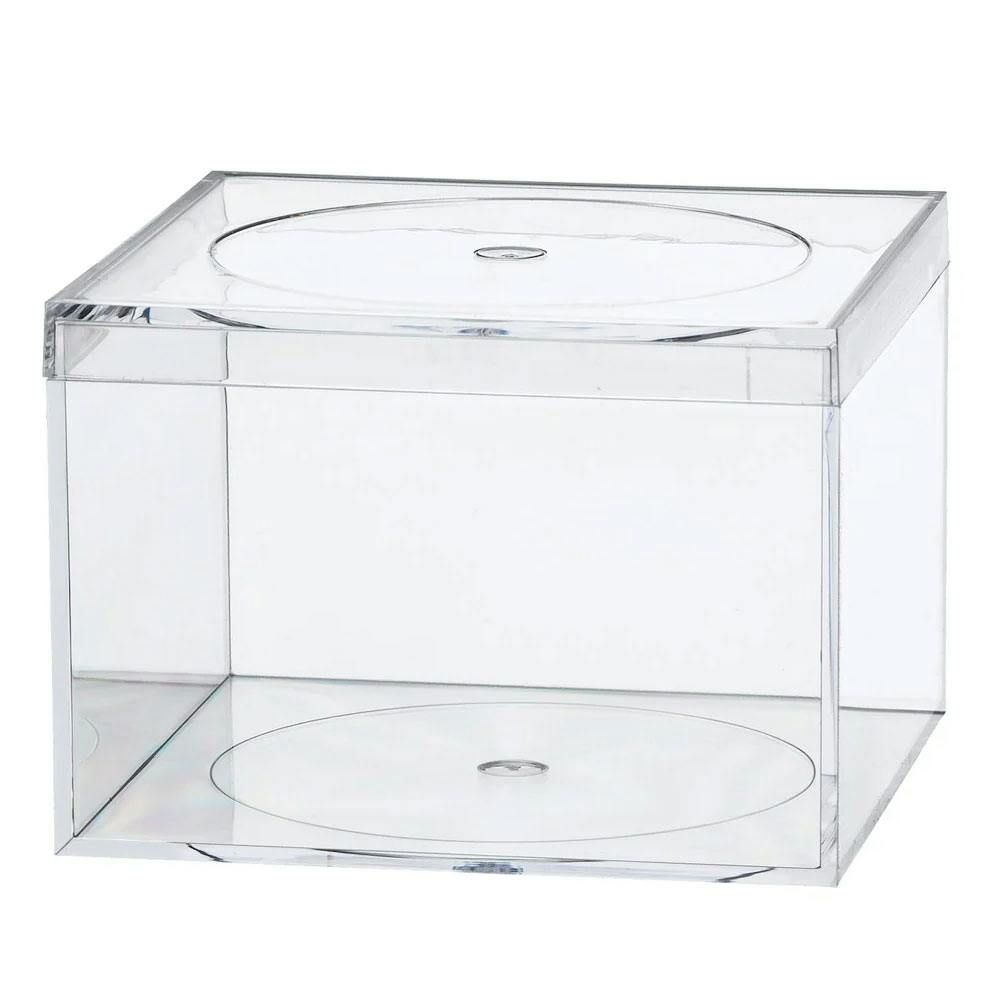 Clear Polystyrene Box with Flat Top Lid - 3-7/16" L x 3-7/16" W x 2-1/2" Hgt. (Case of 16)