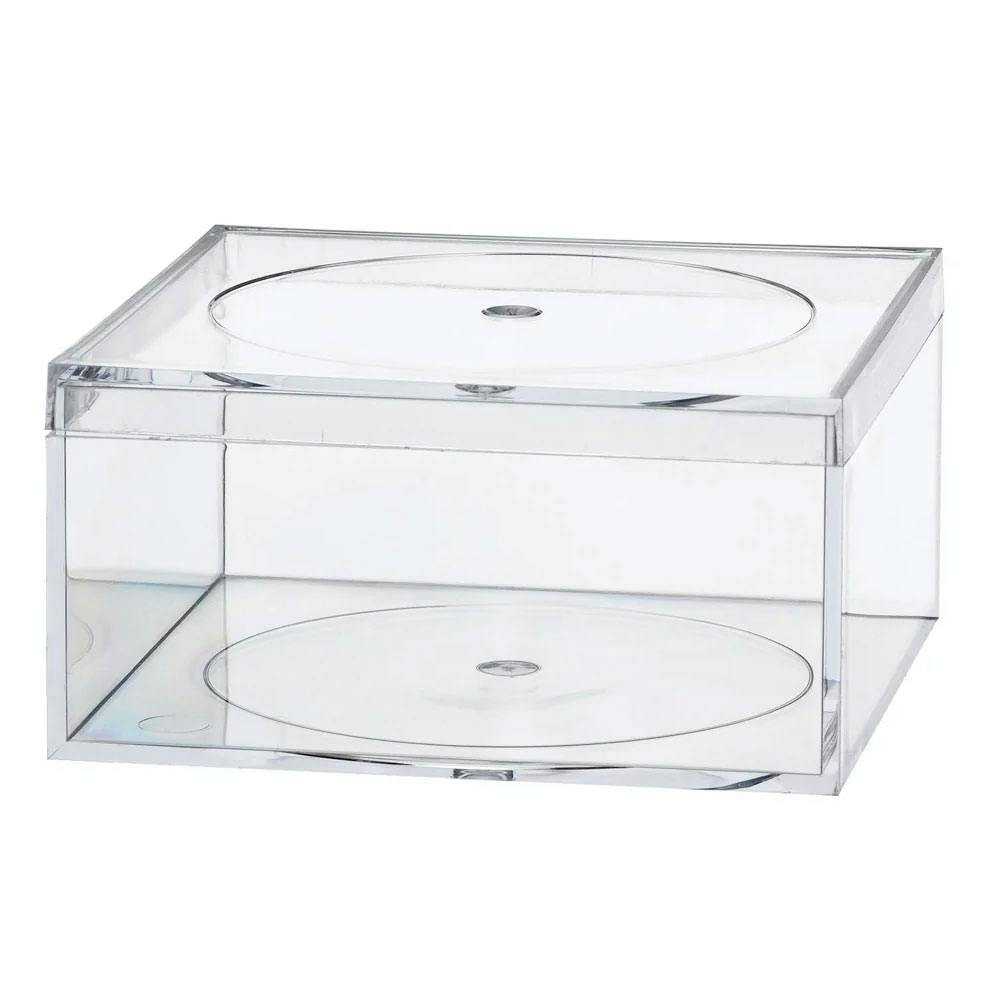 Clear Polystyrene Box with Flat Top Lid - 4" L x 4" W x 2" Hgt. (Case of 16)