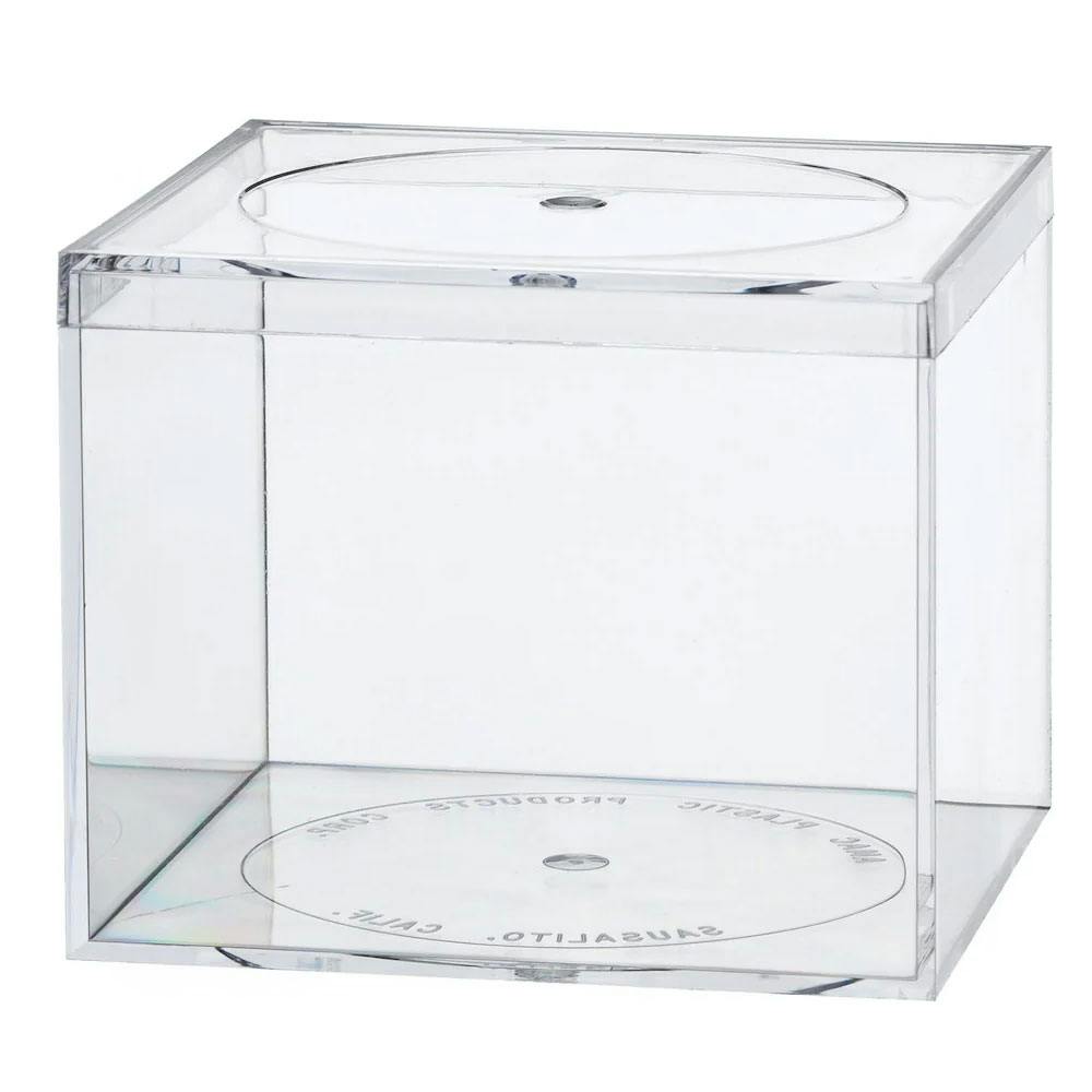 Clear Polystyrene Box with Flat Top Lid - 4" L x 4" W x 3-1/4" Hgt. (Case of 16)