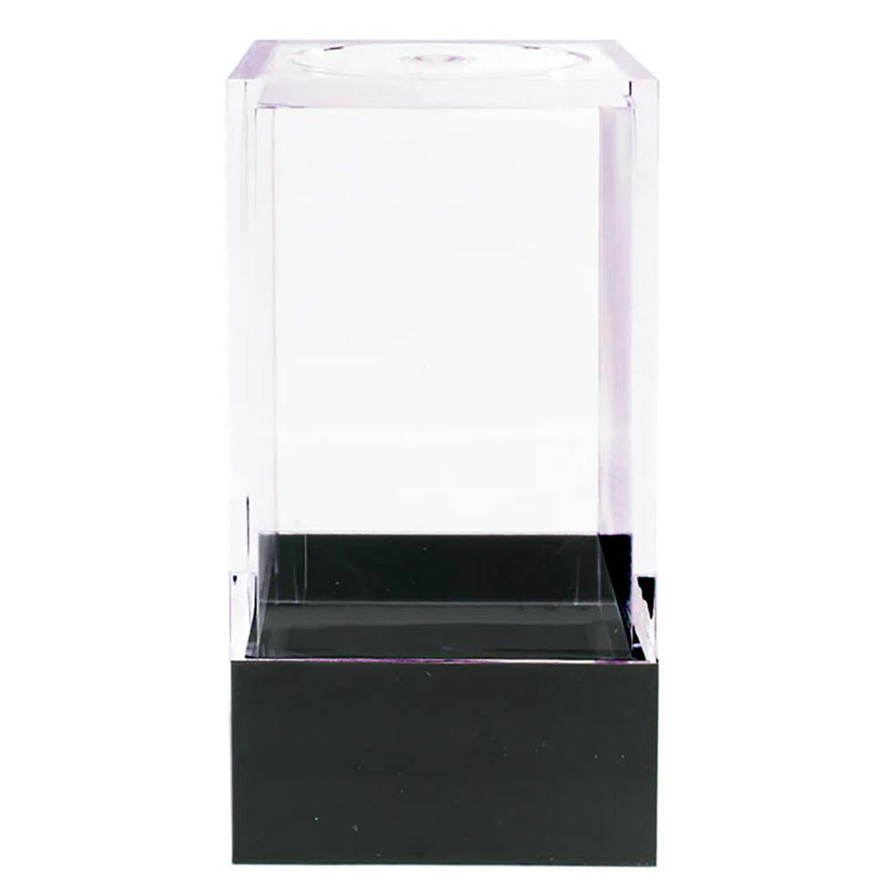 Clear Polystyrene Showcase Box with Black Pedestal - 1-3/16" L x 1-3/16" W x 2-3/16" Hgt. (Case of 25)