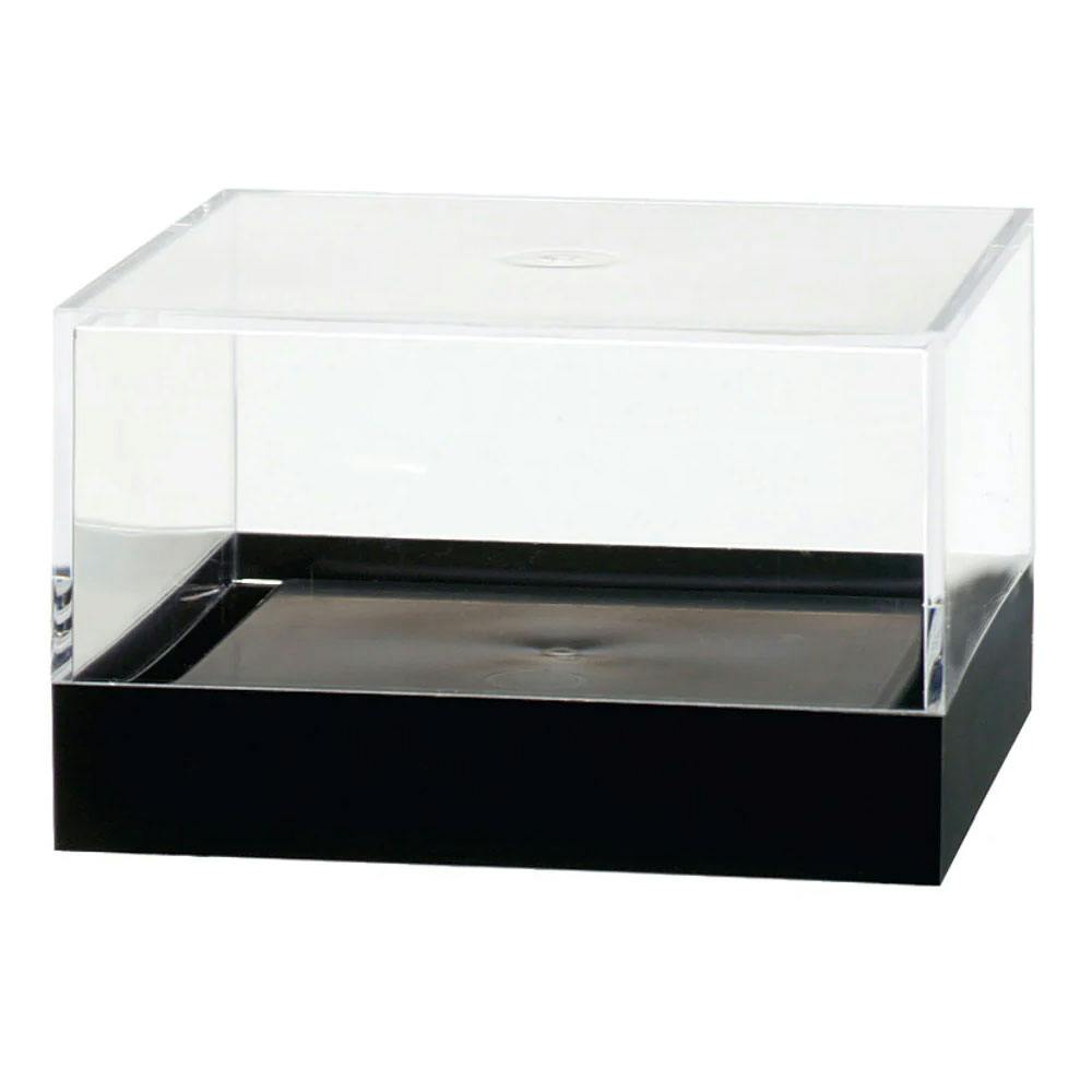 Clear Polystyrene Showcase Box with Black Pedestal - 4" L x 4" W x 2-7/16" Hgt. (Case of 16)