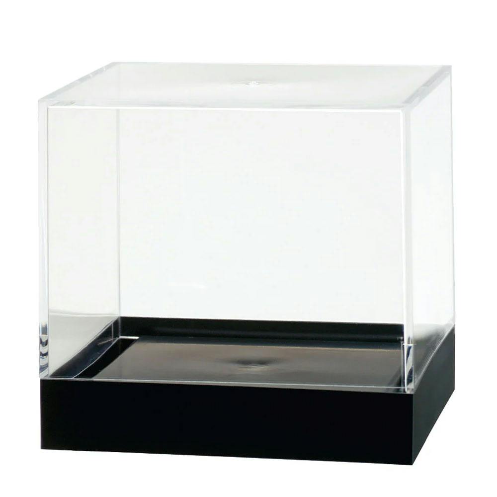Clear Polystyrene Showcase Box with Black Pedestal - 4" L x 4" W x 3-11/16" Hgt. (Case of 16)