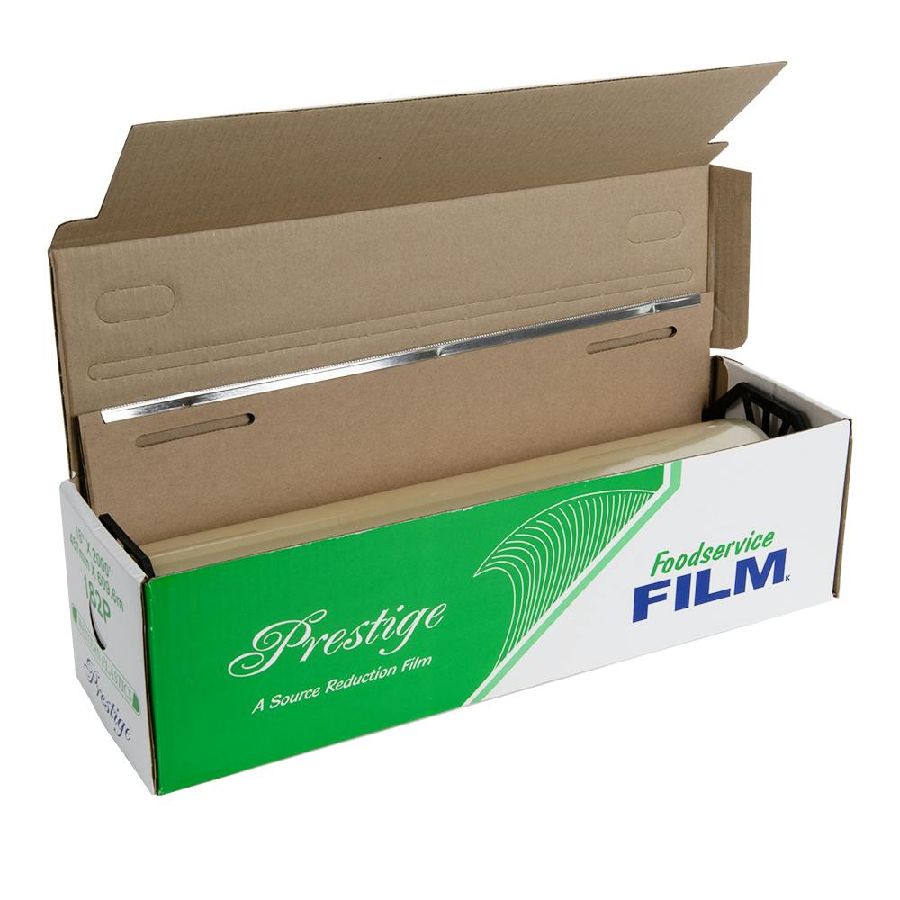 18" W x 2000' L x 30 Gauge Thick Clear PVC Food Service Film in Standard Cutter Box