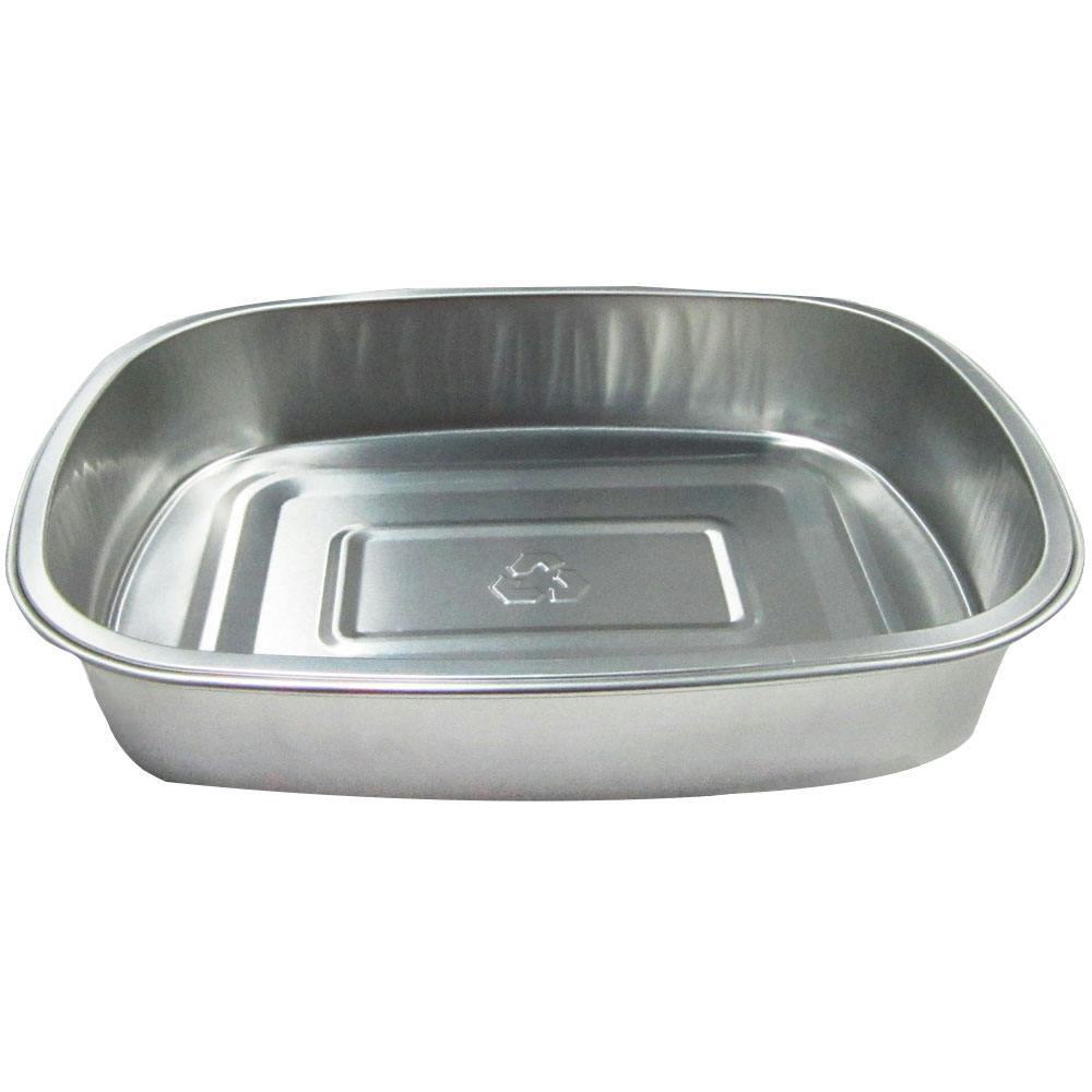52 oz. Silver Foil Rectangular Smooth Wall Food Container with Clear PET Dome Lid - Case of 50