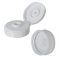 38/400 White Polypropylene Glossy Ribbed Snap-Top Dispensing Cap with Silicone Valve