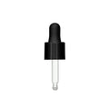 18/415 Smooth Black Polypropylene Cervino Dropper Cap with Black Rubber Bulb & 52mm L Glass Pipette with Ball Tip