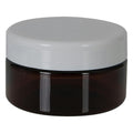 8 oz. Amber PET Straight-Sided Round Jar with 89/400 White Snap-Top Cap