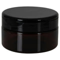 8 oz. Amber PET Straight-Sided Round Jar with 89/400 Black Snap-Top Cap