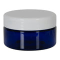 8 oz. Cobalt Blue PET Straight-Sided Round Jar with 89/400 White Snap-Top Cap