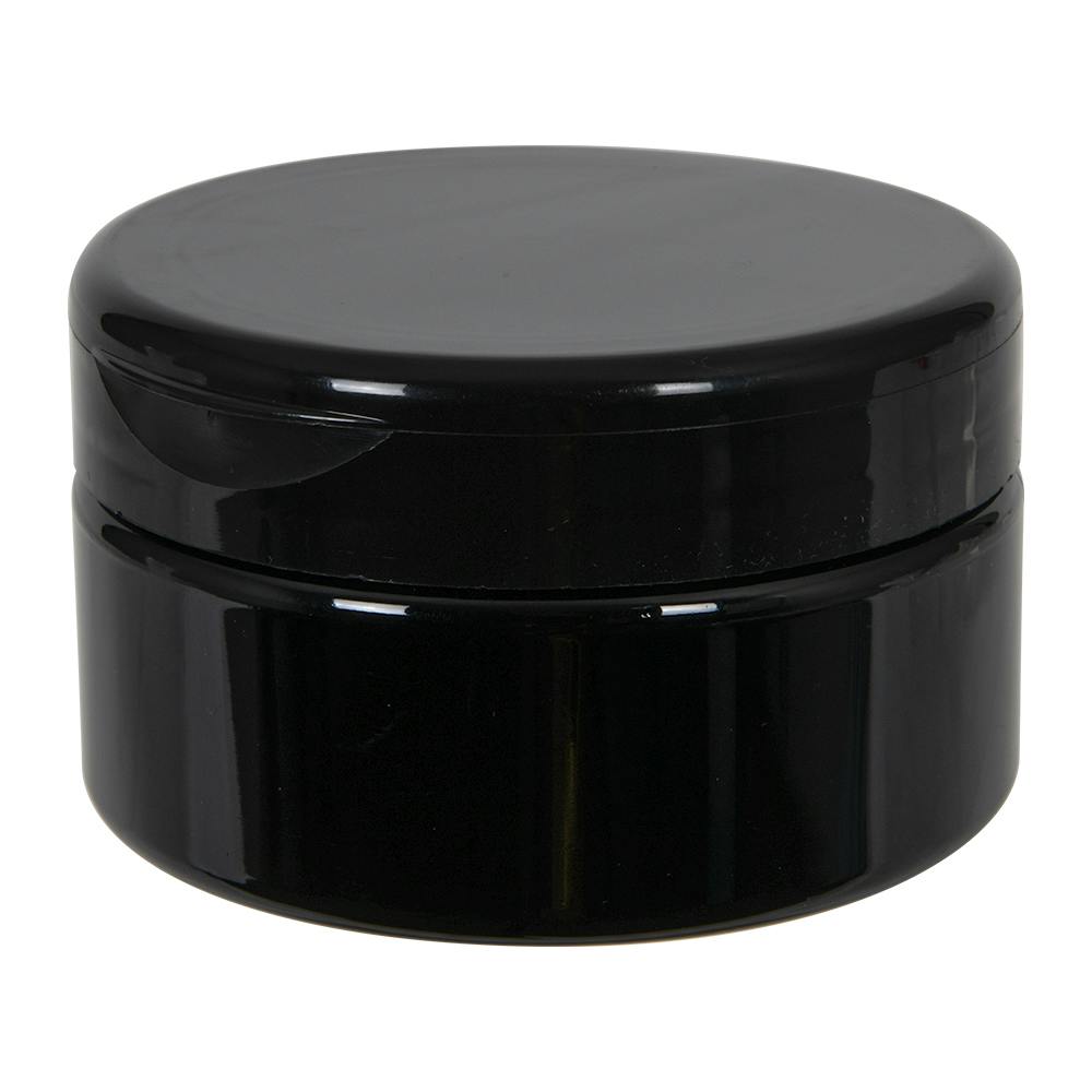 8 oz. Black PET Straight-Sided Round Jar with 89/400 Black Snap-Top Cap