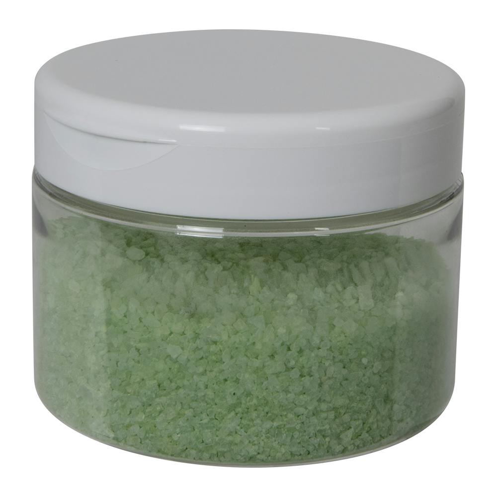 12 oz. Clear PET Straight-Sided Round Jar with 89/400 White Snap-Top Cap