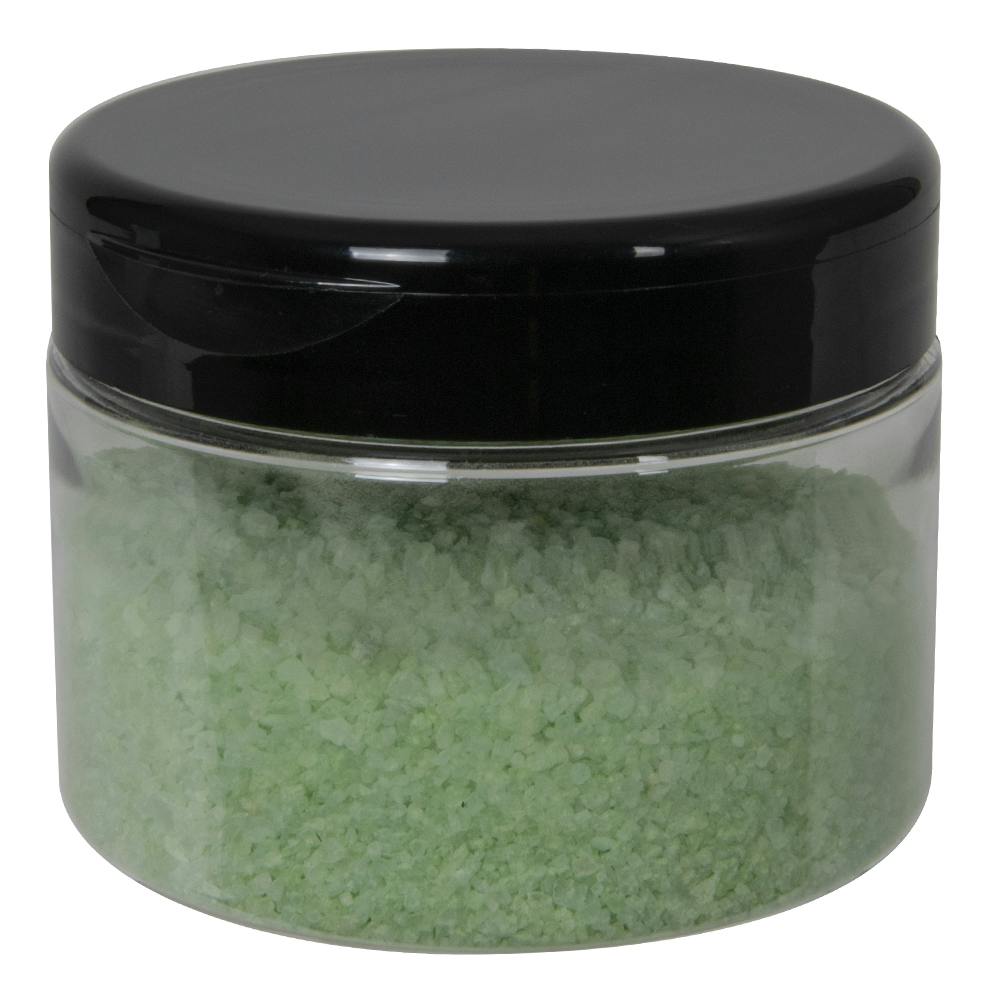 12 oz. Clear PET Straight-Sided Round Jar with 89/400 Black Snap-Top Cap