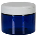 12 oz. Cobalt Blue PET Straight-Sided Round Jar with 89/400 White Snap-Top Cap