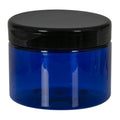 12 oz. Cobalt Blue PET Straight-Sided Round Jar with 89/400 Black Snap-Top Cap