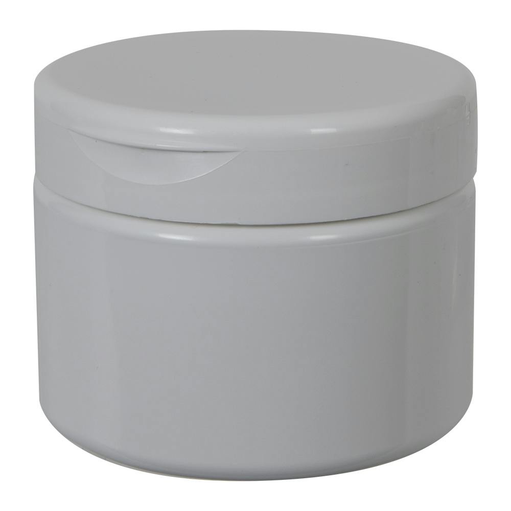 12 oz. White PET Straight-Sided Round Jar with 89/400 White Snap-Top Cap
