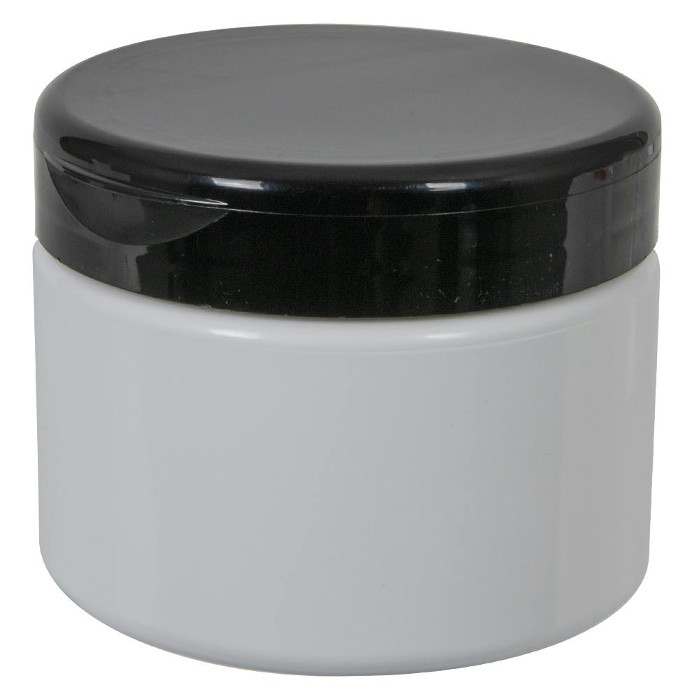 12 oz. White PET Straight-Sided Round Jar with 89/400 Black Snap-Top Cap