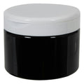 12 oz. Black PET Straight-Sided Round Jar with 89/400 White Snap-Top Cap