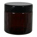 16 oz. Amber PET Straight-Sided Round Jar with 89/400 Black Snap-Top Cap