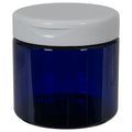 16 oz. Cobalt Blue PET Straight-Sided Round Jar with 89/400 White Snap-Top Cap