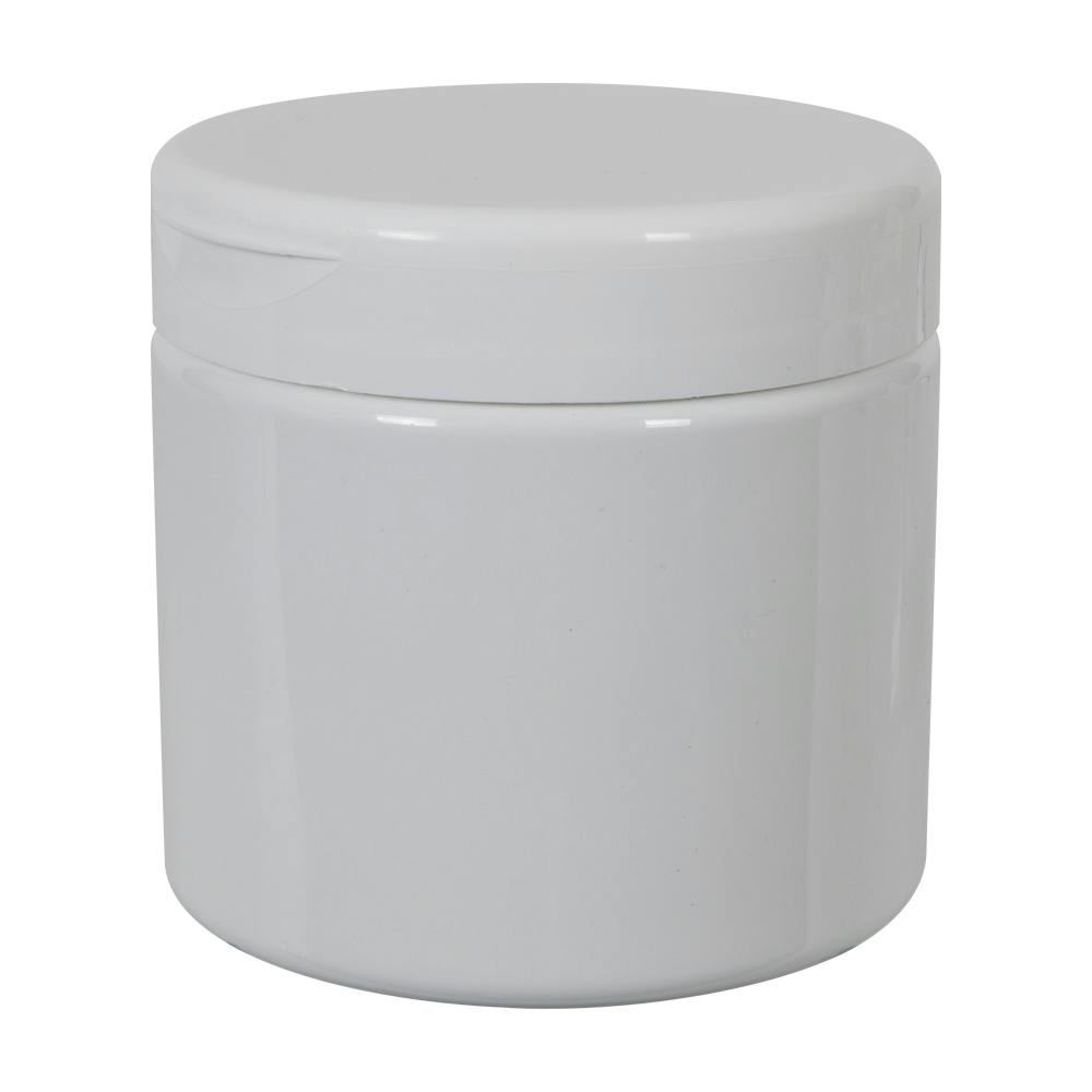 16 oz. White PET Straight-Sided Round Jar with 89/400 White Snap-Top Cap