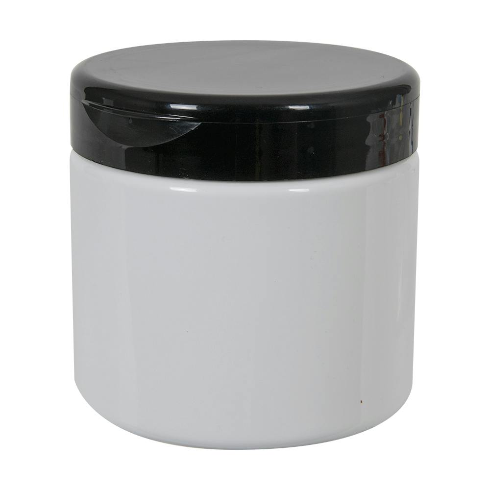 16 oz. White PET Straight-Sided Round Jar with 89/400 Black Snap-Top Cap