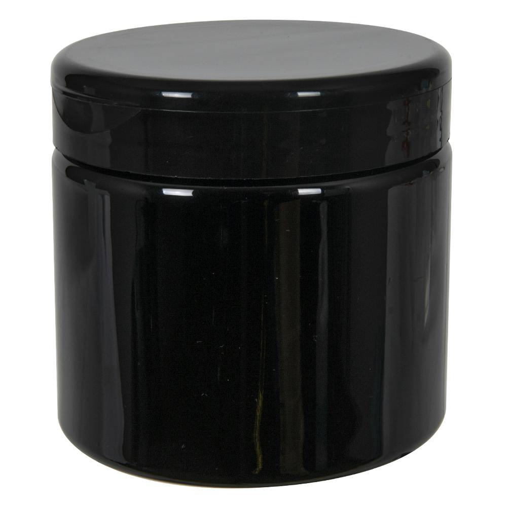 16 oz. Black PET Straight-Sided Round Jar with 89/400 Black Snap-Top Cap
