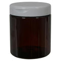 19 oz. Amber PET Straight-Sided Round Jar with 89/400 White Snap-Top Cap