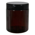 19 oz. Amber PET Straight-Sided Round Jar with 89/400 Black Snap-Top Cap