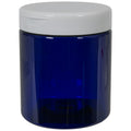 19 oz. Cobalt Blue PET Straight-Sided Round Jar with 89/400 White Snap-Top Cap